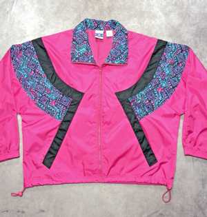 VTG 90s Colorblock Jacket Womens Medium Pink Windbreaker Geometric Pro Spirit